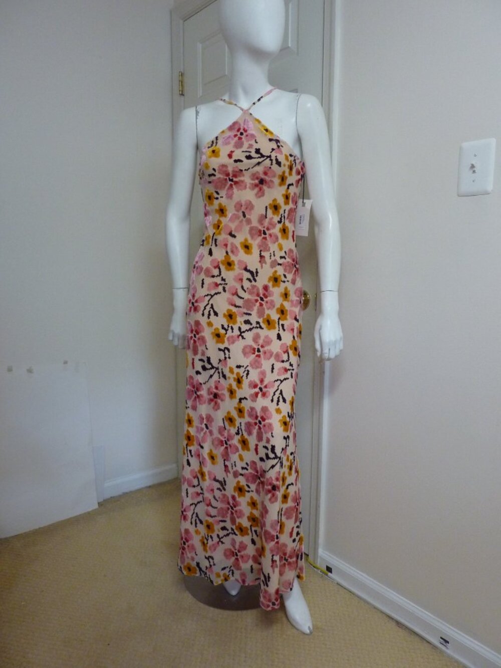 STAUD Pink & Yellow Floral Halter Maxi Dress - Picture 9 of 12